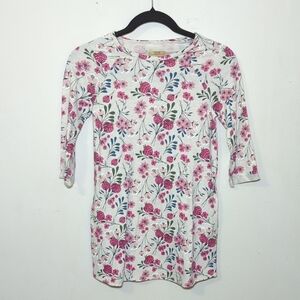 True Craft Gray & Pink Floral Dress with Pockets Girls Size 8